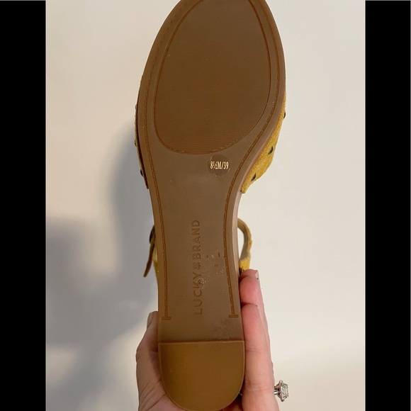 Lucky Brand Zashti Wooden Wedge Suede Sandals New - Picture 9 of 9